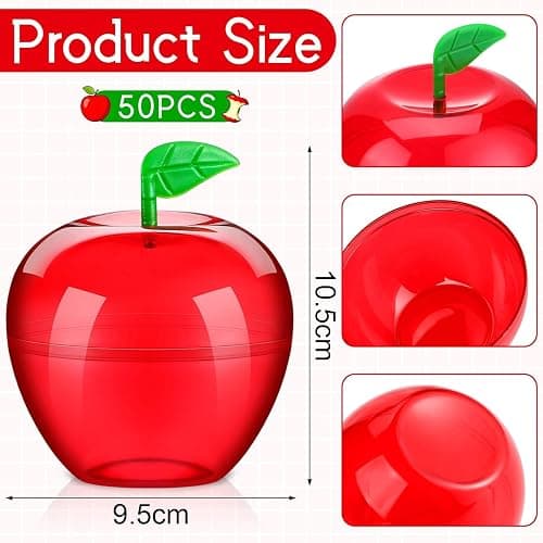 Tanlade 50 Pcs Back to School Gift for Teacher Plastic Apple Container Bulk | 4.1 x 3.7" Apple Container Red Candy Boxes Holder Thank You Gift for Apple of My Eye Teacher End of Year Party Decor thumbnail 3