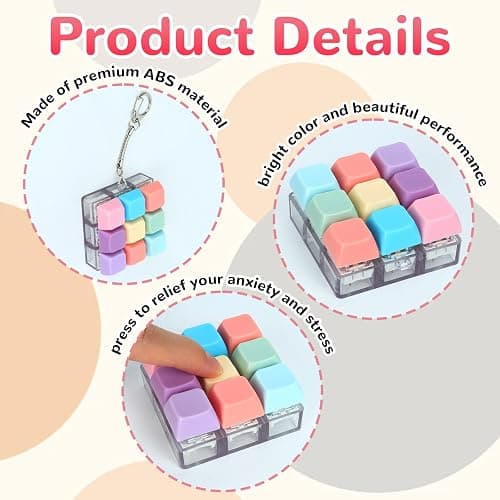 Keyboard Fidget Toy, Keyboard Clicker Keychain, Anxiety & Stress Reliever Autism Toy, Push Bubble Sensory Fidget Toys for Kids Adults to Relief Pass Time thumbnail 5