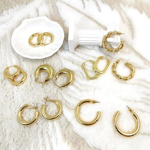 Jeyfull Huggie Hoop Earrings Set for Women - 14K Gold Plated Hypoallergenic Hoops for Women thumbnail 5