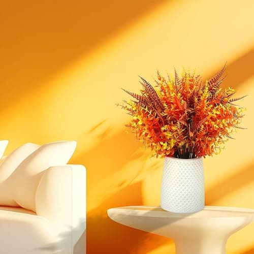 Tongyixin 9 Bündel Künstliche Herbstblumen Herbstdeko Künstlich Eukalyptus Herbststrauß,Herbstzweige Lavendel Blätte Kunstblume Deko,Herbst Hochzeitsdeko für Innen Draußen Tisch Gart (Autumn-Orange) - Autumn-stil1 thumbnail 5
