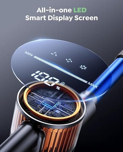 SunSare Cordless Vacuum Cleaner, 550W 45KPA 60Mins, Stick Vacuum with LED Touch Screen, Wall-mounted Charging, Self-Standing, Rechargeable Cordless Vacuum for Pet Hair/Carpet/Hard Floor, X9 thumbnail 5