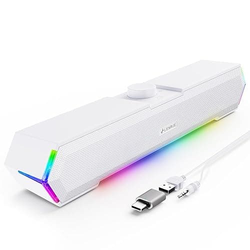 LENRUE G11 PC Speakers for Desktop, Touch Lights Computer Speakers with Surge Clear Sound, USB C/USB Powered for Computer Desktop PC Laptop Monitor (White) - Image 1