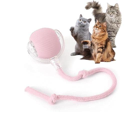Rocfish Durable Interactive Cat Toys for Indoor Cats, Smart Automatic Cat Chase Ball Toy, Upgraded Speedy Tail Kitten Toy for Bored Indoor Adult Pets (Pink) - Image 1