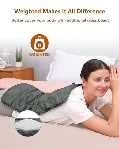 Comfytemp Weighted Heating Pad for Back & Cramps, 2.2lb Electric Neck Shoulder Heat Pad, Birthday Gifts for Women Men Mom Dad, 2H Auto-Off, 12x24, Washable, Gray thumbnail 3