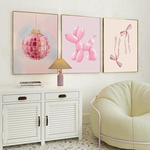 Blue and Pink Preppy Poster Set of 6 Cute Coquette Bow Boots Wall Art Aesthetic Coastal Wall Art, Trendy Girls Dorm Decor Cute Pink Bows Wall Decor for Bedroom Living Room Unframed 8x10 Inch thumbnail 2