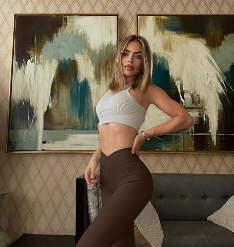 OQQ Women's 2 Piece Yoga Leggings Ribbed Seamless Workout High Waist Cross Over Athletic Exercise Leggings thumbnail 3