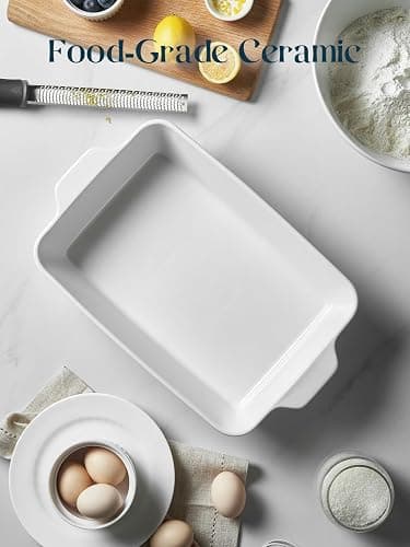 DOWAN Casserole Dish, 9x13 Ceramic Baking Dish, Large Lasagna Pan Deep for Oven, 4.2 Quarts Baking Pan with Handles, Oven Safe and Durable Bakeware for Lasagna, Home Decor, Wedding Gift, Soft White thumbnail 7