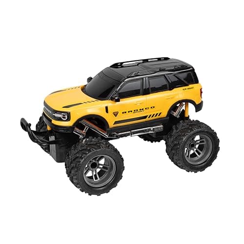 New Bright #1688 11.5" Radio Control Ford Bronco RC Car 1:16 Scale, 2.4GHz Remote, Forward/Reverse, Left/Right Steering, 100ft Range, Durable Plastic, Kids 6+, Easy Controller, Yellow Finish - Image 1