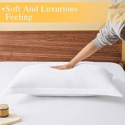 vveiiye Standard Pillow Shams Set of 2 White Pillow Shams Soft Microfiber Pillow Covers with Envelope Closure, Fade, Wrinkle and Shrink Resistant Bed Pillow Cases, 20 × 26 Inches thumbnail 5
