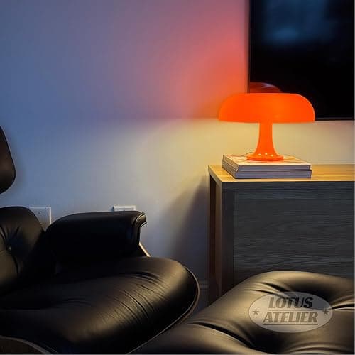 Lotus Atelier Orange Mushroom Lamp for Room Aesthetic Modern Lighting for Bedroom | Cool Retro Living Room Decor (Orange) thumbnail 4
