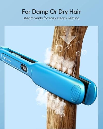 Wavytalk Hair Straightener, 1.7 Inch Wide Vent Sesh Titanium Wet to Dry Flat Iron, Straightener for Damp or Dry Hair (Blue) thumbnail 2