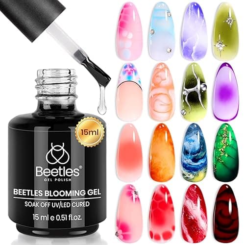 Beetles Blooming Gel 15ml Clear Uv Led Blossom Christmas Nails Gel Polish for Spreading Effect Marble Natural Stone Watercolor Floral Print Soak off Diy Nail Art Design Manicure Gift for Women - Image 1