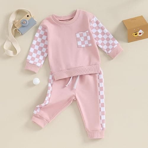 BeQeuewll Baby Girl Easter Outfit Happy Easter Sweatshirt Jogger Pants Infant Toddler Girls Pink Outfits Set thumbnail 2