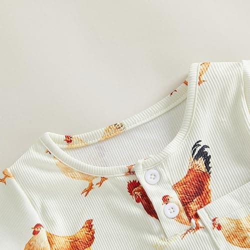 Xnqiwq Newborn Baby Boy Farm Clothes Animal Chicken Onesie Short Sleeve Romper Jumpsuit Infant Summer Western Outfit thumbnail 4