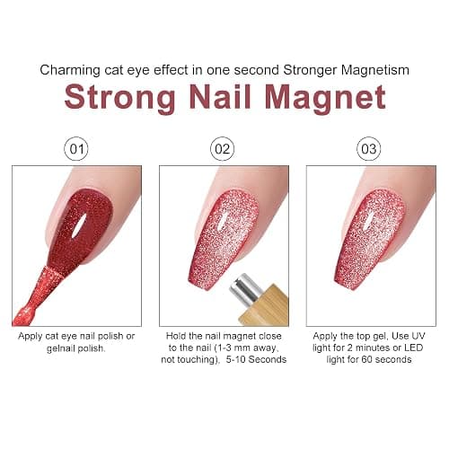 vnjaoi Multifunctional Nail Magnet,Cat Eye Magnetic for Nails,Detachable Design with Solid Wood Shell Protection,Strong Magnet for nails Salon Art Tools(Original Wood) - Original Wood thumbnail 4