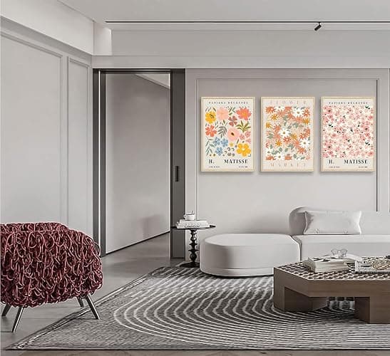 3Pcs Flower Market Canvas Wall Art Pink Aesthetic Posters Prints Danish Pastel Wall Decor Pictures for Living Room Hallway Bedroom Home Decoration Unframed - poster - 12x16inx3pcs thumbnail 2