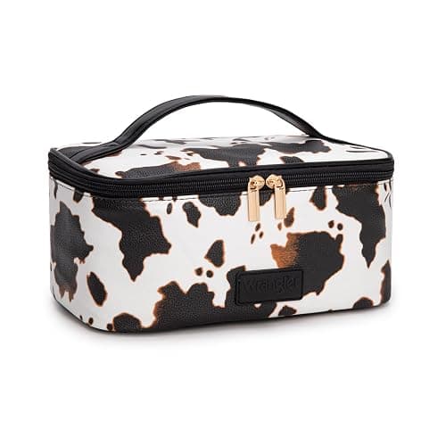 Montana West X Wrangler Travel Makeup Bag 2pcs Set Large Cosmetic Bag with Makeup Brush Holder Portable Make Up Organizer Cute Toiletry Bag with Divider and Handle for Women thumbnail 7