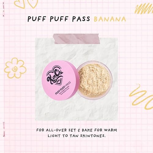 Kimchi Chic Beauty Puff Puff Pass Set and Bake Setting Powder for Makeup, Extra Fluffy Loose Face Powder Poof, Soft Natural Face Makeup for Uneven Skin Tone, 02 Banana thumbnail 4