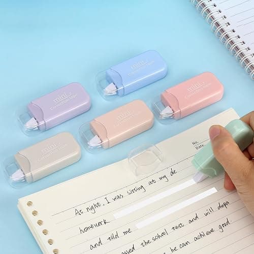 Jovanssen White Correction Tape, 6 Pack, 13.13 Feet Mini Correction Tape, Writing supplies and correction supplies for School And Office. (Milkshake) thumbnail 5