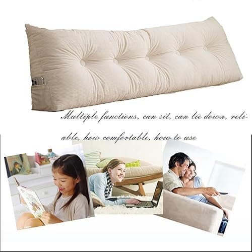 UUluhao Triangular Headboard Pillow Twin XL for Dorm Headboard Bed Wedge Pillows Bolster Cushion Bed Bolster Triangular Backrest Cream White,39 * 4.7 * 15.7in - Cream White - Twin：39in*4.7in*15.7in thumbnail 7