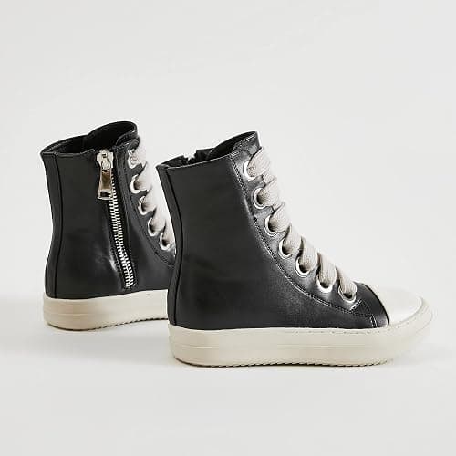 MOFEEDOUKA Womens High Top Sneakers Thick Shoe Laces PU Leather Comfort Platform Walking Shoes with Zipper thumbnail 6