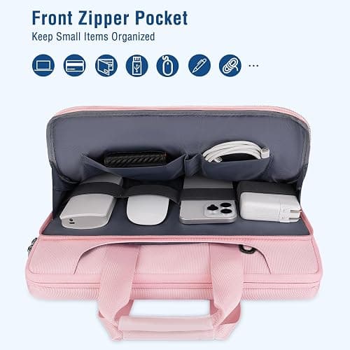 MOSISO 360 Protective Laptop Bag 15.6 inch, 15-16 inch Computer Bag Compatible with MacBook Air 15 inch/Pro 16 inch, HP,Dell,Lenovo,Asus,Notebook, Laptop Carrying Case with Strap&Handle, Pink thumbnail 4