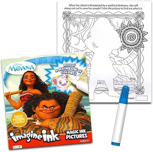 Disney Princess Magic Ink Coloring Book Set - Bundle with 3 Imagine Ink Books for Girls Kids Toddlers Featuring Disney Princess, Moana, and Minnie Mouse with Invisible Ink Pen and Stickers thumbnail 2