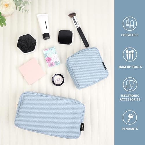 MAGEFY Small Makeup Bag for Purse Mini Cosmetics Bag Corduroy Cute Cosmetic Pouch for Women with Slip-in Pockets thumbnail 6