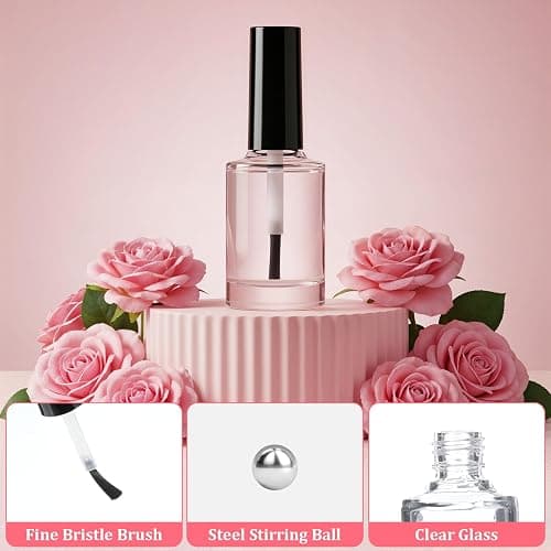 Qulkws 2 Pcs Empty Fingernail Polish Bottles Empty Nail Polish Bottles with Brush 15ML Glass Bottle with Cap Funnel Mixing Balls Clear Nail Polishes Containers for Nails Art Samples thumbnail 6