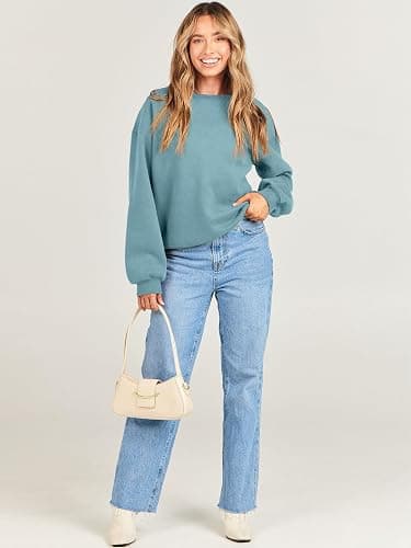 ANRABESS Sweatshirt for Women Oversized Crewneck 2026 Fall Outfits | Long Sleeve Cute Fleece Pullover Top，Loose Fit Soft Teen girls Preppy，Work＆Casual Daily Lounge Wear, Winter Cozy Clothes thumbnail 9
