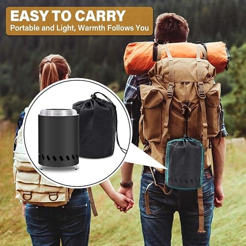 HGD Small Tabletop Fire Pit, Smokeless Table Top Firepit Outdoor, Portable Mini Stove with Carry Bag for Camping Backyard Patio Garden Picnic, Fueled by Pellets or Wood, Stainless Steel, Black thumbnail 7