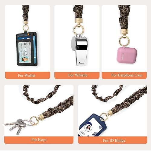 WEESMILE Stretchy Scrunchie Lanyard for ID Badges – Cute Neck Lanyard for Keys | Retractable Keychain Holder for Women thumbnail 7