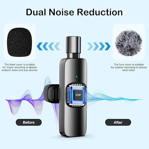 SOOOEC Wireless Lavalier Microphone with Adapter - for iPhone and Android Devices, Computers - Mini Mic for Video Recording and Podcasts - Noise Reduction Lapel Type C Mic thumbnail 2
