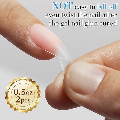 Double Rhythm 2 Pcs 0.5Oz Nail Glue Gel Set for False Acrylic Nail Tips and Press on Nails Gel Nail Polish Kit Nail Art Salon DIY Lamp Needed (Glue Clear) thumbnail 8