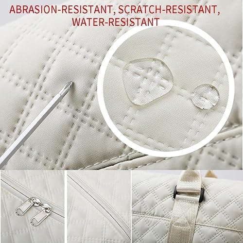 Keoferlo Cute Travel Bag Weekend White Duffel Cute Overnight Gym Tote Carry On Bag for Women (Ivory White) thumbnail 4