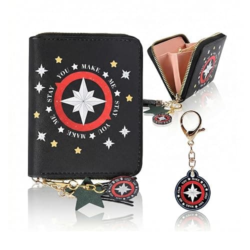 ZAYNORIA Wallet and Keychain Set, PU Leather Wallet with Matching Keychain, Stylish Korea Gifts and Everyday Merchandise - Image 1