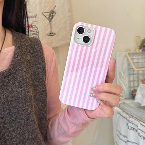 Reoomukk Cute Striped Teal Phone Case for iPhone 16 | Aesthetic Trendy Geometric Vertical Lines Pattern, Chic Fashion Simple Protective Cover for Girls Women thumbnail 7