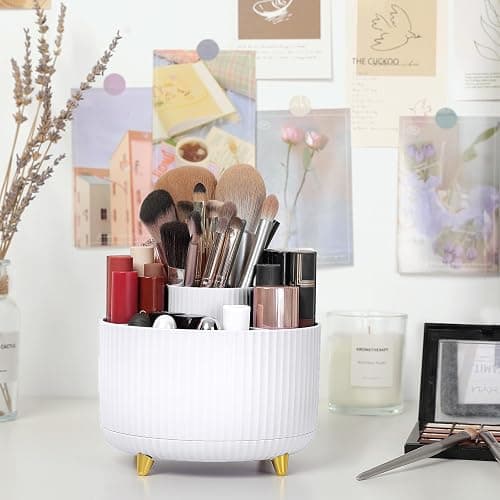 SKYDUE 360 Rotating Organizer - Dual-Purpose Pen & Pencil Holder with 5 Slots, Suitable for Office, School, or Home (White) thumbnail 5