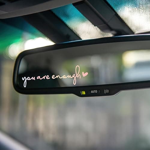 Miarita 3X Hello Beautiful Rearview Mirror Decal, Vanity Mirror Stickers, Rear View Mirror Sticker, Car Mirror Stickers. (You are Enough Pastel) - Image 1