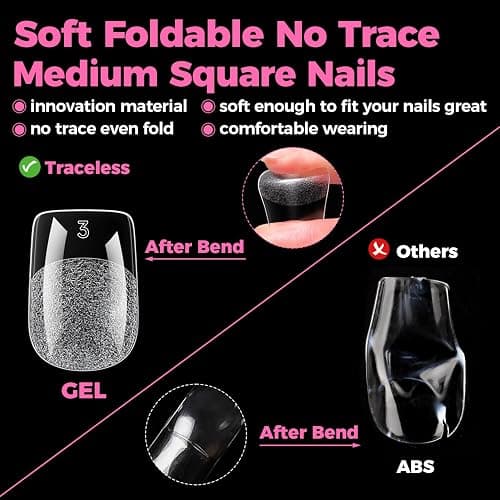 UNA GELLA Gel Nail Tips Square Short, 15 Sizes Short Square Press on Nails | Pre Etched 300pcs Soft Gel Fake Nails Full Cover for Nail Extension Home DIY Salon for Flat & Curved Nail Beds thumbnail 4