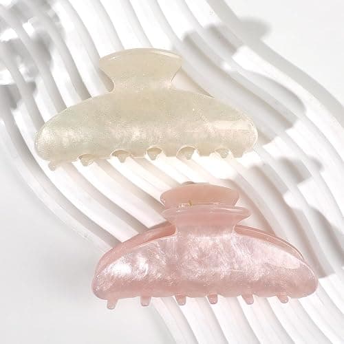 2 Acetate Hair Claw Clips for Women, 3.5 Inch Claw Clips with Strong Hold, Non Slip Cute Glitter Hair Clips for Thick or Thin Hair Half Up Styles, Low Buns, Quick Updos, Everyday Hair Accessories thumbnail 2