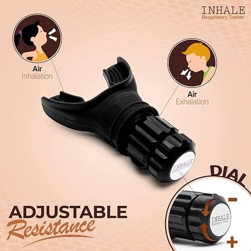 Inhale Respiratory Trainer | Compact Lung Exercise Device with High Grade Silicone | Carrying Case Included | Breath Trainer with Adjustable Resistance | Portable & Easy to Clean thumbnail 3