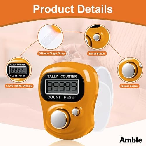 Amble 12 Pack Electronic Finger Counter, 5 Digit LCD Electronic Digital Display, Hand Tally Clicker Counter, Digital Handheld Tally Counter, Counting for Golf, Goods Counting, Lap, Knitting thumbnail 3
