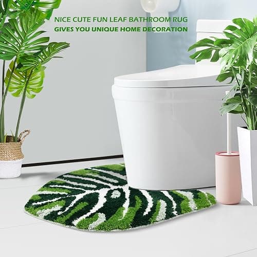 Baahrnom U Shaped Toilet Rug 24" x 20" Extra Soft Absorbent Microfiber Contoured Bathroom Rugs Non Slip Toilet Rugs for Bathroom U Shaped Washable Unique Aesthetic Toilet Bath Mat - Dsy 24l X 20w"u Shaped thumbnail 3
