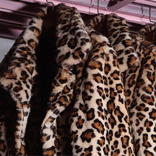 Women's Sexy Elegant Vintage Leopard Print Lapel Faux Fur Long Maxi Coat Jacket - Coffee 1 - X-Large thumbnail 7
