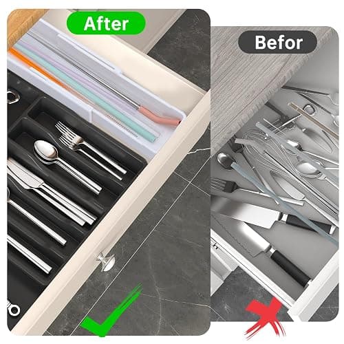 UXIETIN Expandable Straw Organizer Drawer for Cabinet,Reusable Extra Long Straw Drawer Organizer Fits for 60oz Stanley Long Straw thumbnail 5