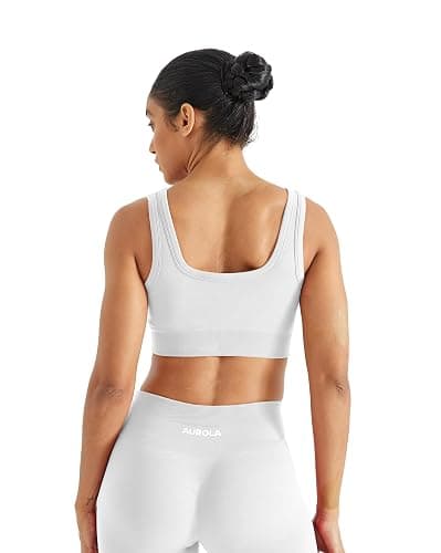 AUROLA Power Womens Square Back Basic Sports Bra - Square Neck Padded Low Impact Yoga Bra Workout Crop Top thumbnail 3
