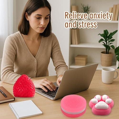 Taba Squishy Toy Set, Sensory Squeeze Fidget Toys for Stress Relief and Anxiety, Cute Party Favors and Gift Ideas, Includes Banana Strawberry Cat Paw and Cookie thumbnail 6