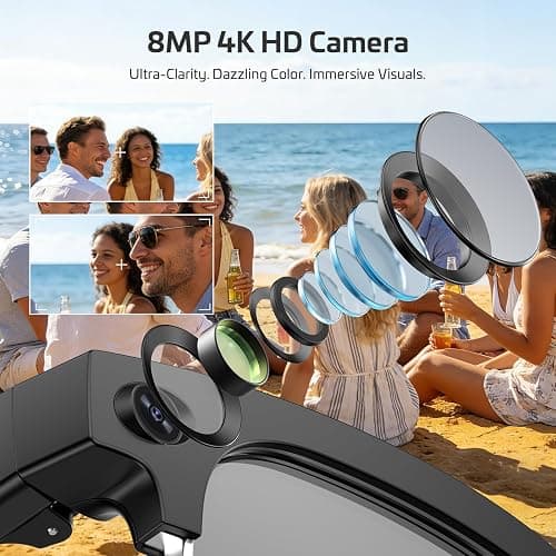 AI Smart Glasses for Men Women,8MP 4K HD Camera Glasses,Supports AI Voice Control/Photo/Video/Audio Recording,Bluetooth Camera Glasses with 133 Translations,IP67 Waterproof for Business & Outdoor thumbnail 2