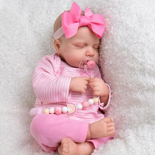Aori Magnetic Pacifier with Pacifier Clips for Reborn Baby Dolls, Pink Reborn Babies Accessories Set for Kids thumbnail 2